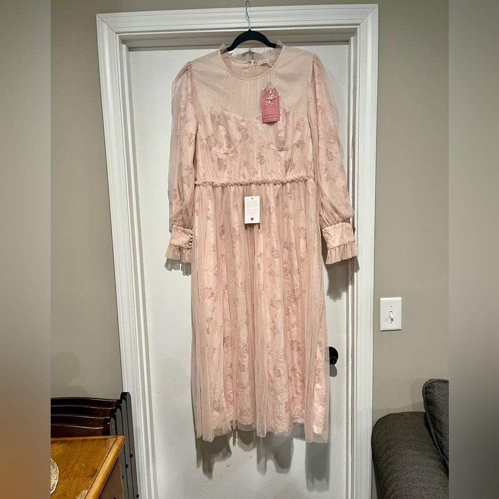 NWT Ivy City Co Last Songbird Blush Pink Long Sleeve Dress XL